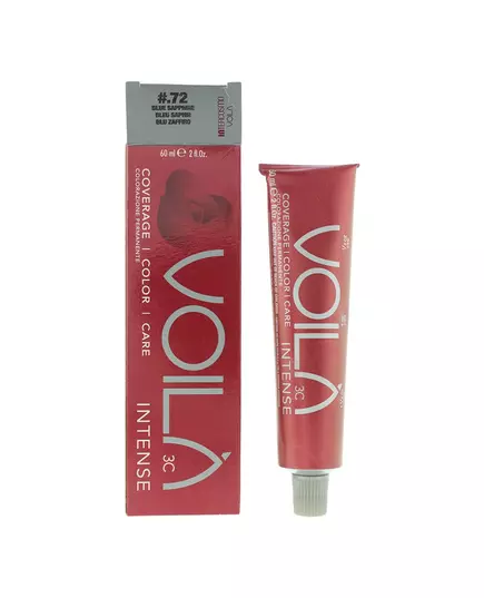Стойкая краска для волос Intercosmo Voila 3C Intense 72 Blue Sapphire, 60 мл, изображение 2