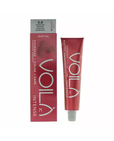 Стійка фарба для волосся Intercosmo Voila 3C Intense 3.0 Dark Brown, 60 мл, зображення 2