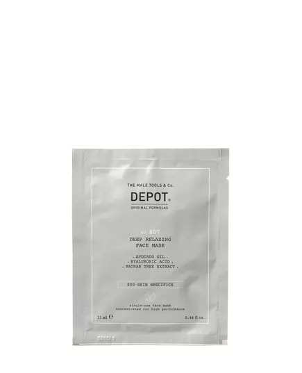 Набір тканинних масок для обличчя Depot 800 Skin Specifics No. 807 Гіалуронова кислота, заспокійлива/зволожувальна та живильна, денна, 12 × 13 мл