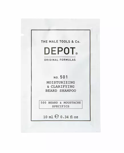 Шампунь для бороди та вусів Depot 500 Beard & Mustache Specifics No. 501 Pro-Vitamin B5 Зволожувальний та очищувальний, 10 мл